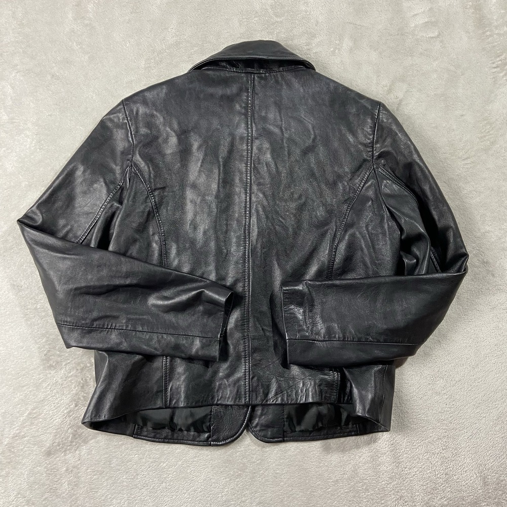VTG Colebrook Soft Leather Jacket Blazer Black Women's L 90s Minimalism Grunge - Picture 16 of 16